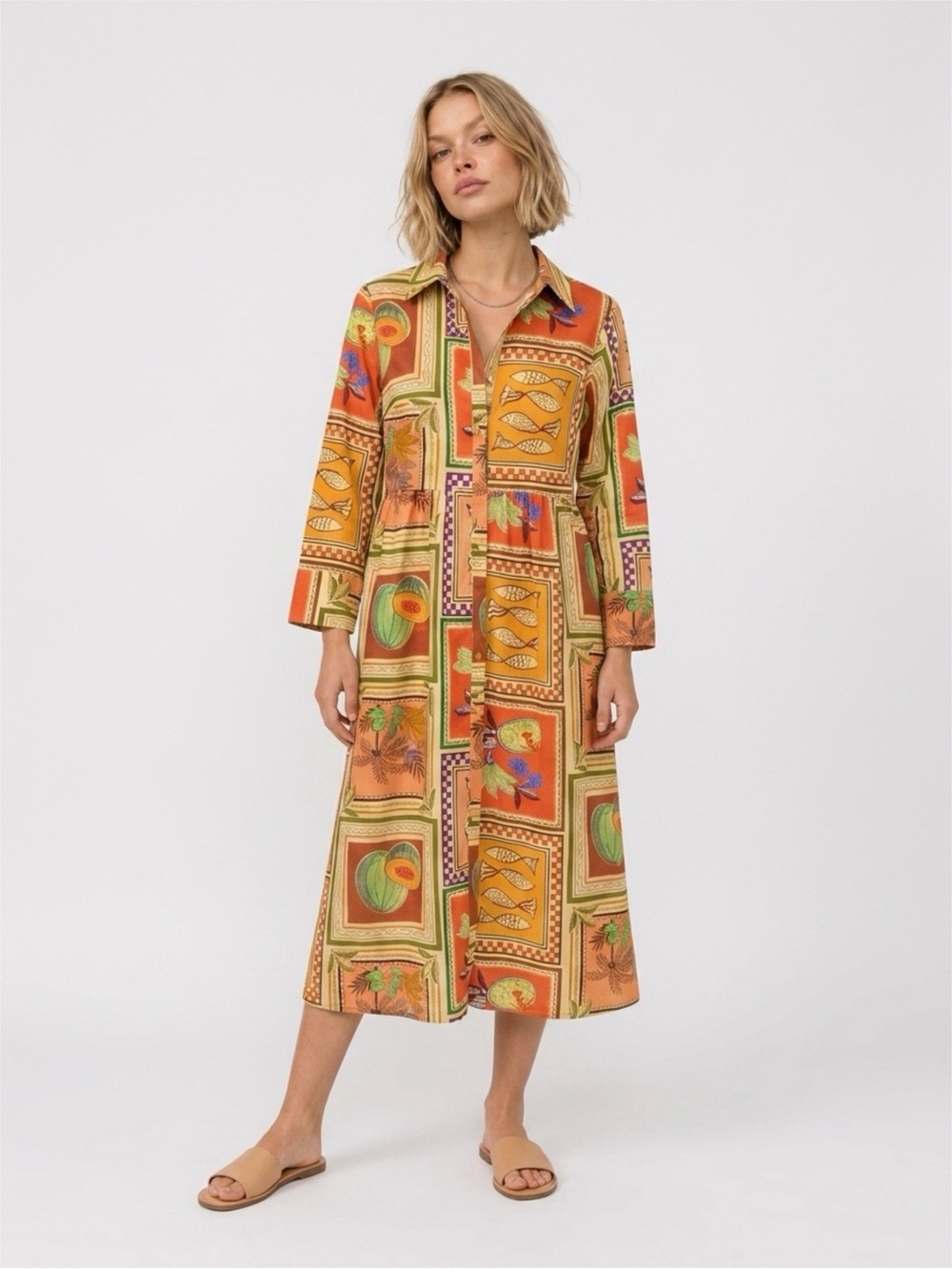 ZARA TROPICAL SHIRT DRESS SIZE SMALL 100% LIGHTWEIGHT COTTON